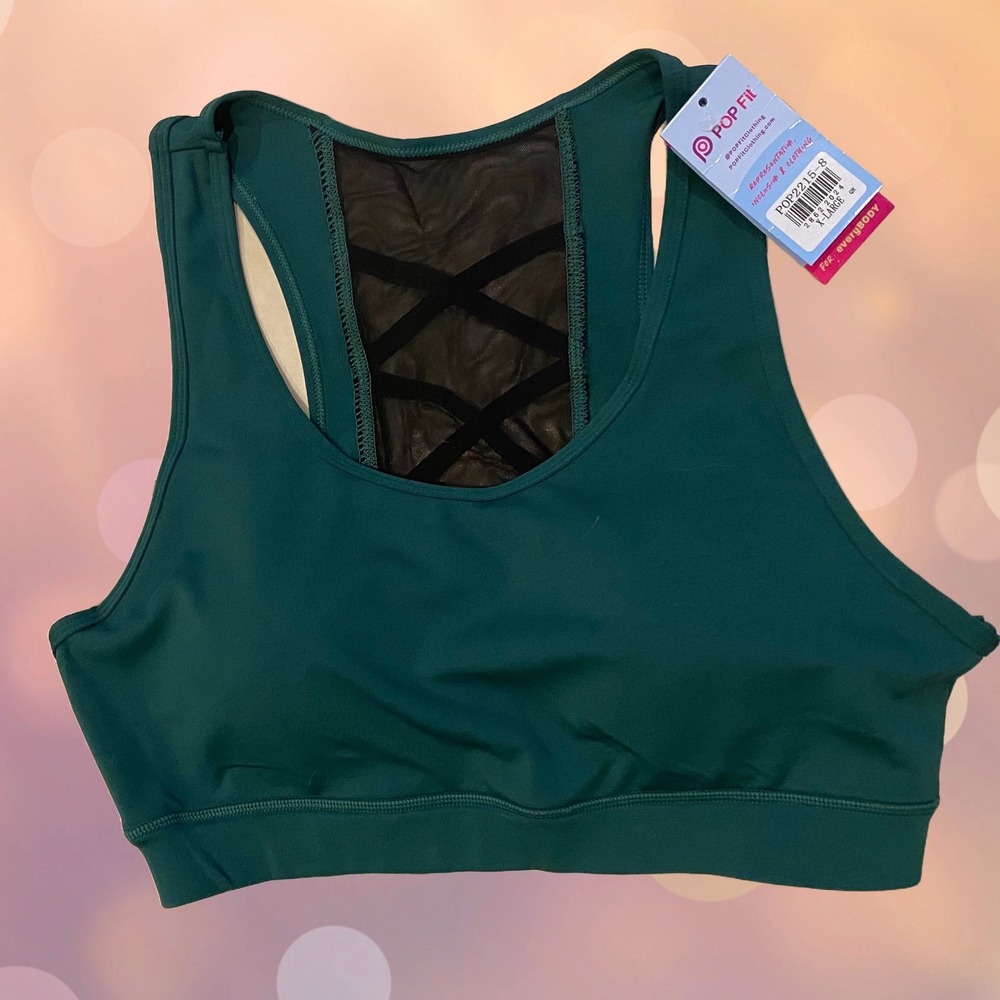 NWT POP Fit Padded Sports Bra Crisscross Back Activewear Top X-Large‎